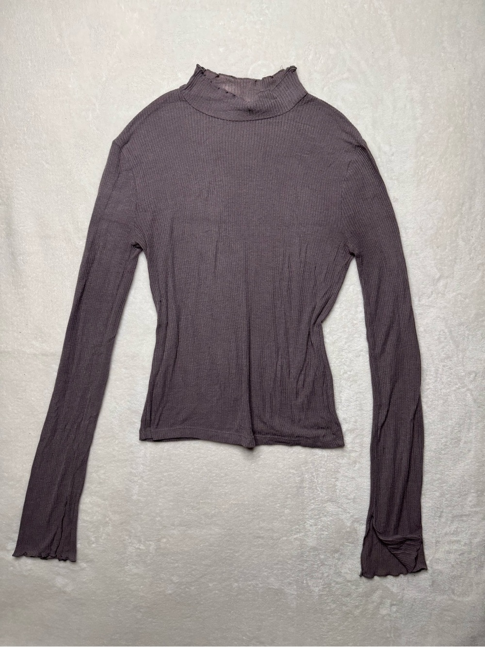 Urban Outfitters Ribbed Mock Neck Long Sleeve Top Mauve Brown M